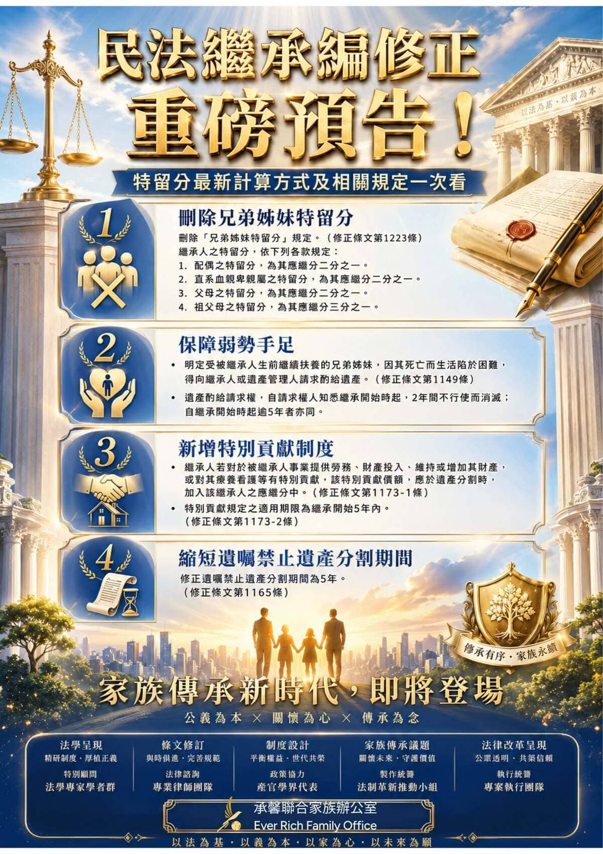民法繼承編修正重磅預告：家族傳承，從「人人有份」走向「誰有貢獻、誰被照顧、誰被安排」的新時代